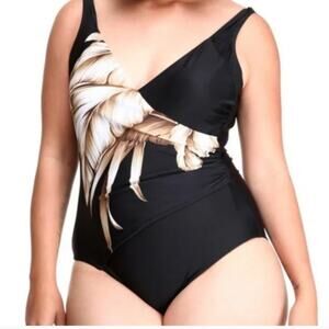 Ocean Jewel NWT black and cream one piece swimsuit, 14